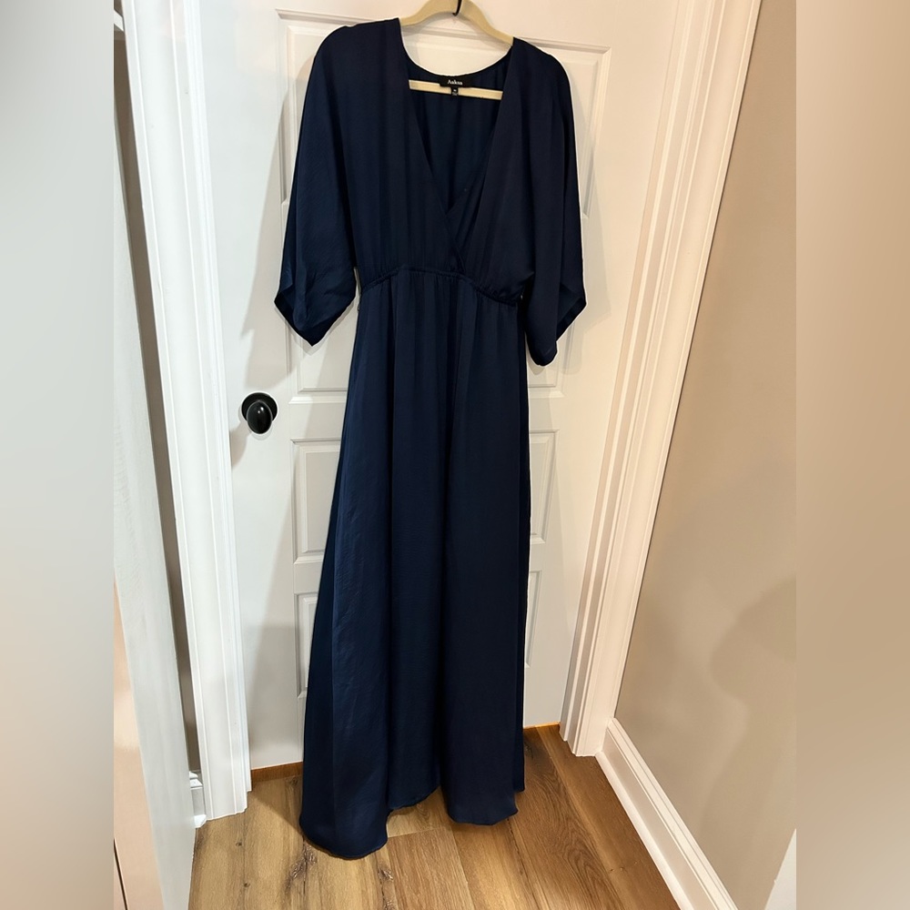 Aakaa Navy Maxi Dress with Slit Size Medium
